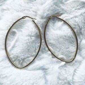 Gold Oval Loop Drop Earrings – 2" ✨